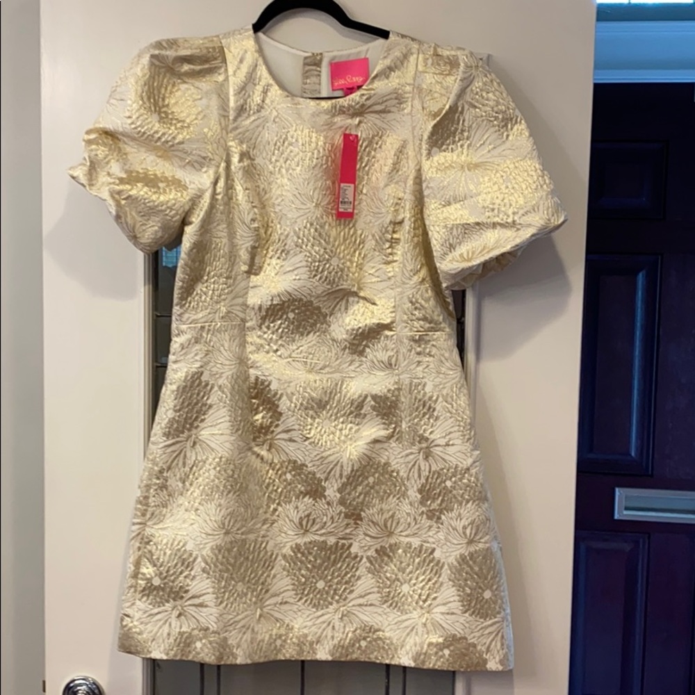 Lilly Pulitzer gold and cream dress